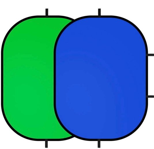 Akablishop Fond Pliable en Tissu Double Face Réversible Chromakey 2 en 1 Bleu et Vert 150 x 200cm